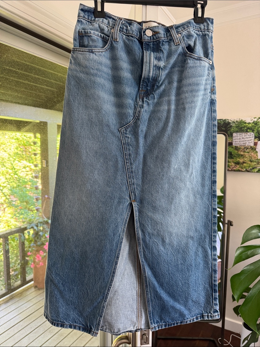 FRAME Denim midi skirt